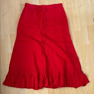Liz Claiborne Vibrant Red Linen Maxi Skirt 4 NWOT